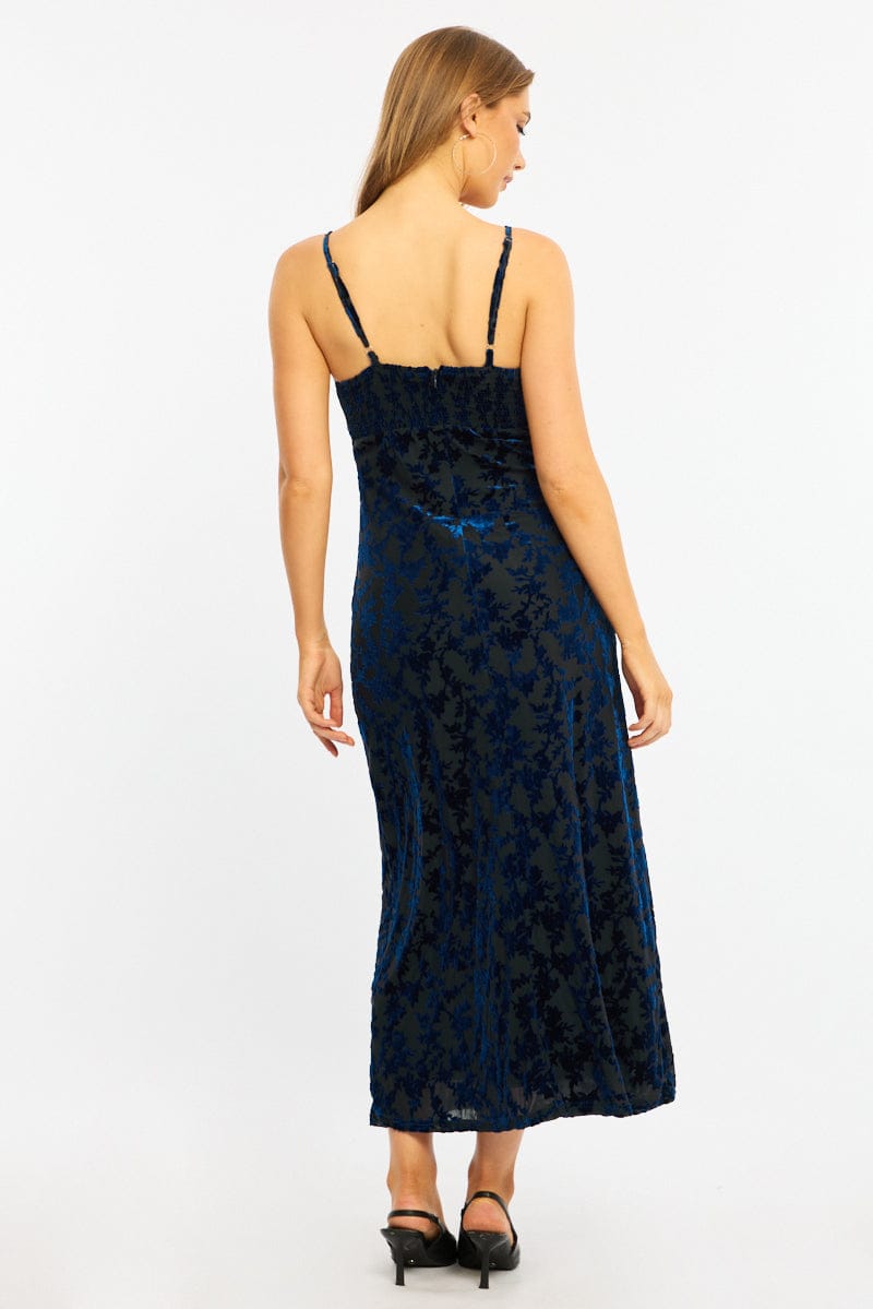 Blue Midi Dress Strappy for Ally Fashion