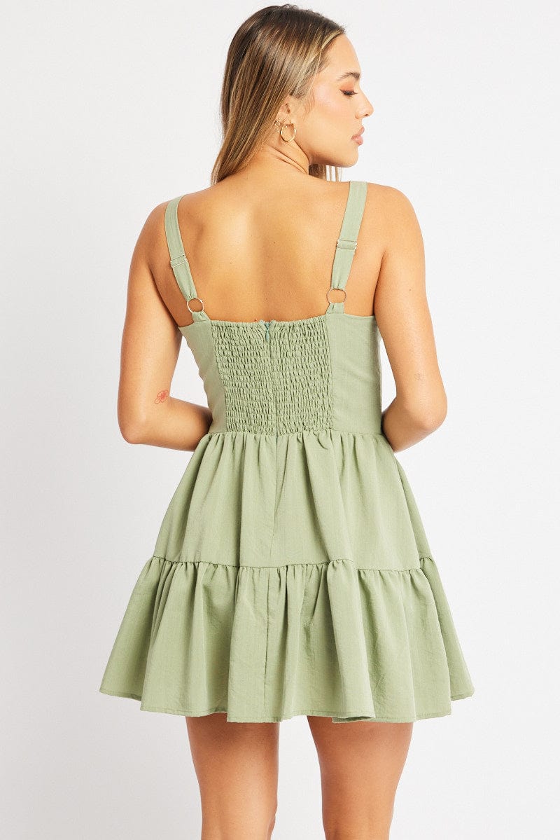 Green Fit And Flare Dress Mini for Ally Fashion