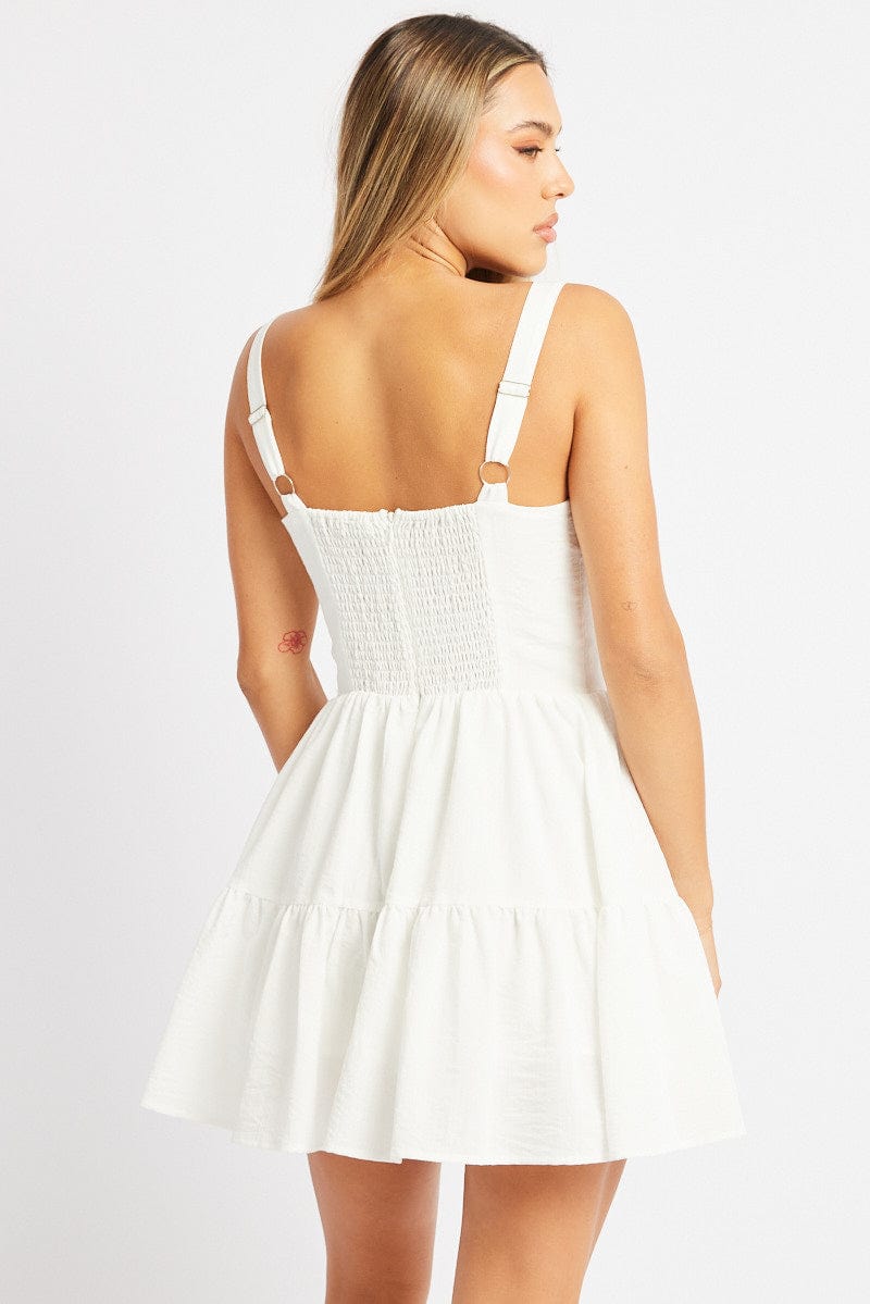 White Fit And Flare Dress Mini for Ally Fashion