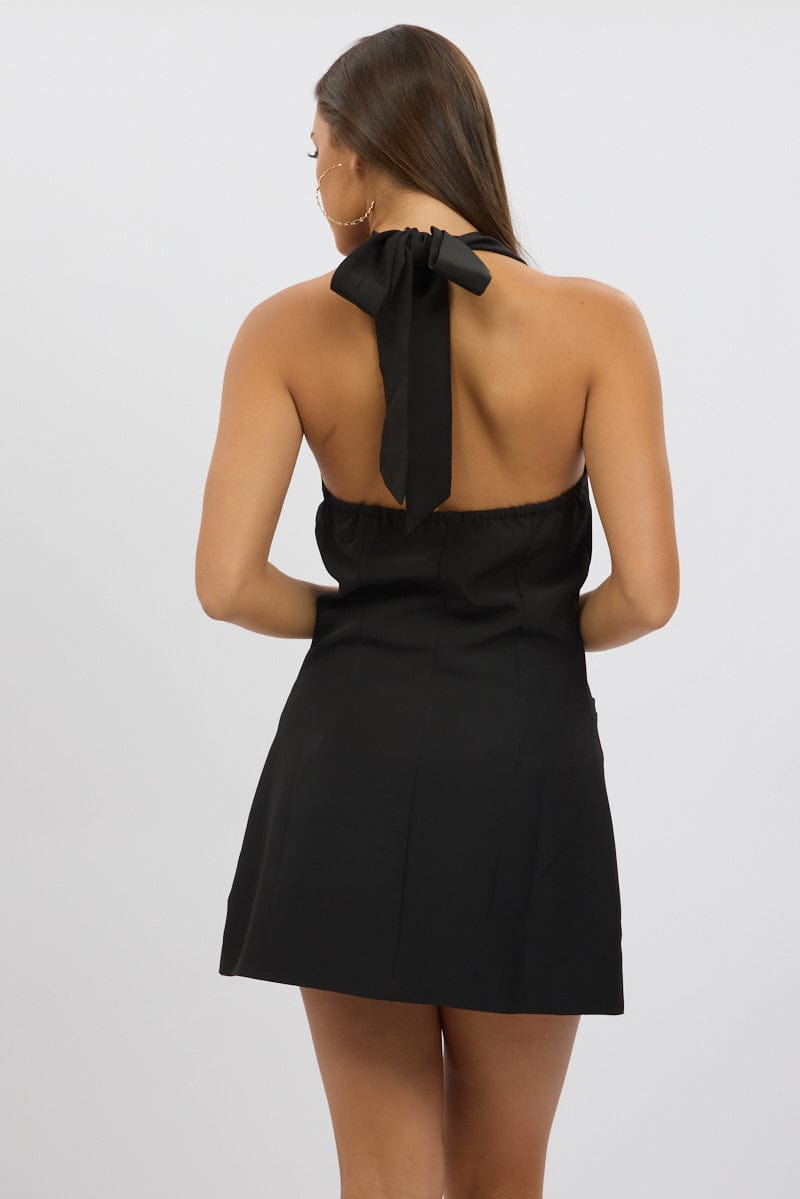 Black Halter Neck Min Dress for Ally Fashion