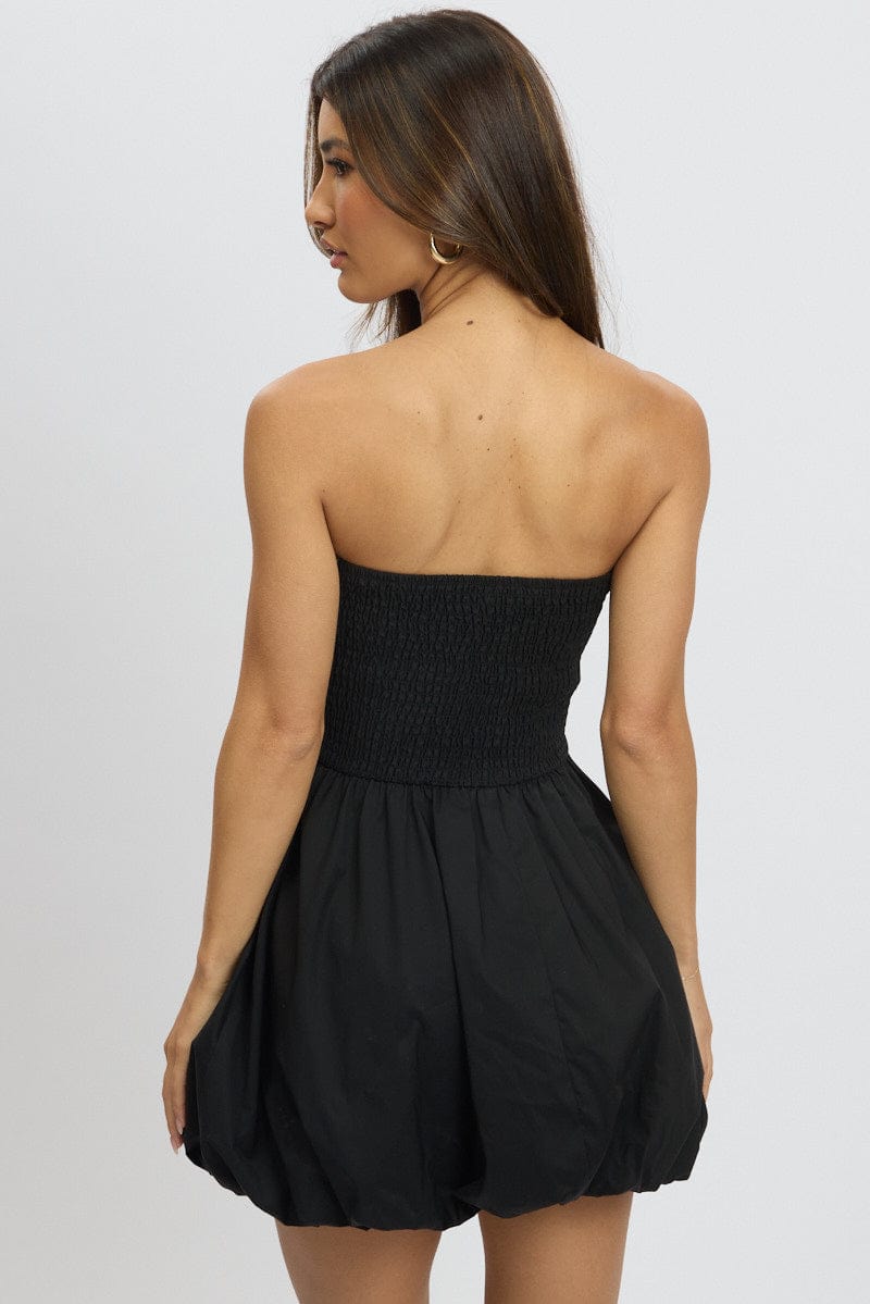 Black Bubble Mini Dress Strapless for Ally Fashion