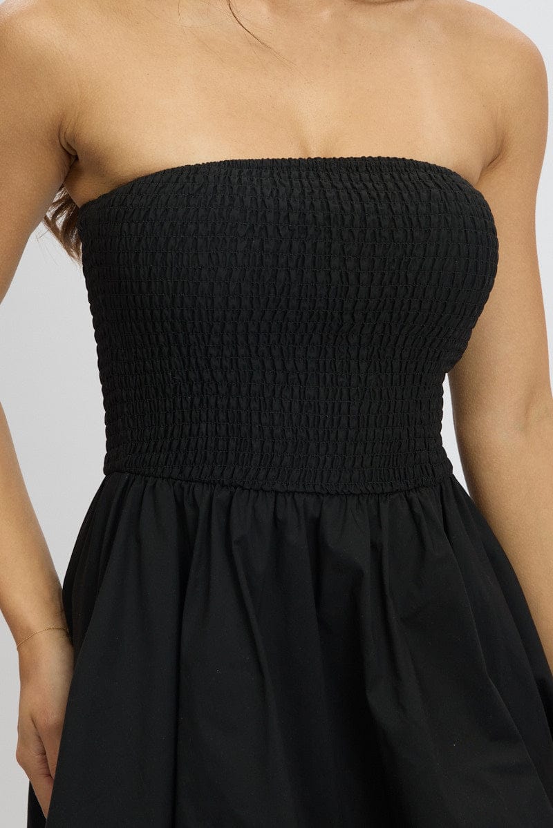 Black Bubble Mini Dress Strapless for Ally Fashion