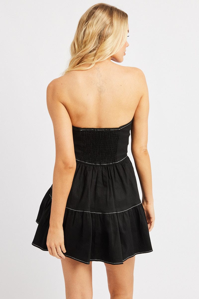 Black Fit And Flare Dress Mini Strapless for Ally Fashion