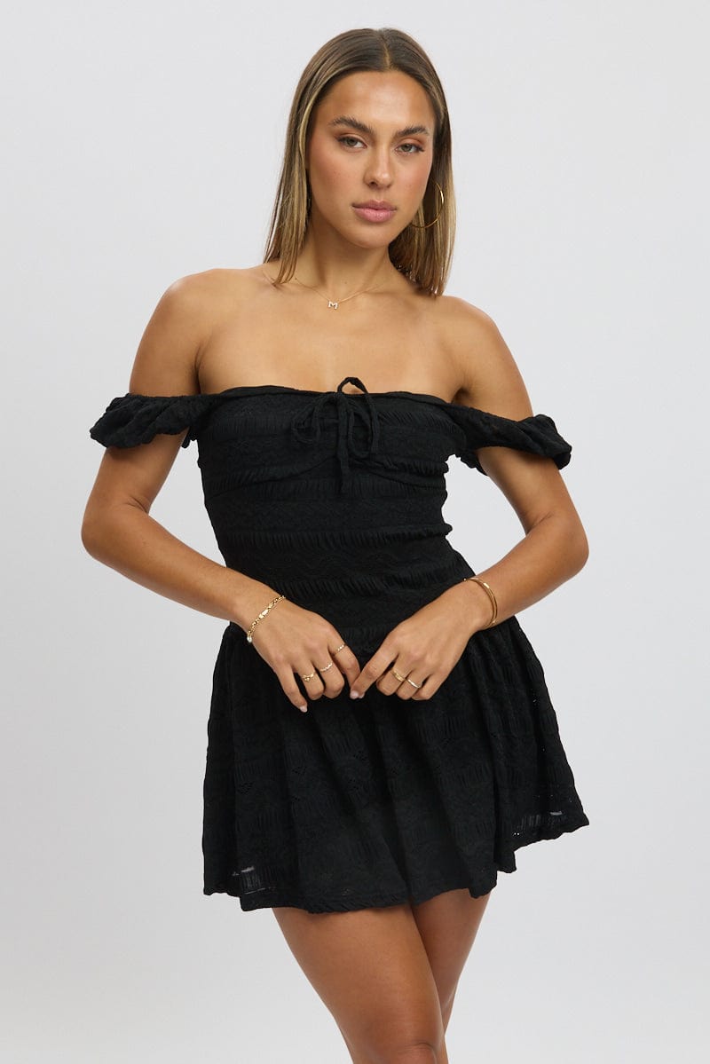 Black Fit And Flare Dress Drop Waist Mini | Ally Fashion Black Fit And Flare Dress Drop Waist Mini | Ally Fashion