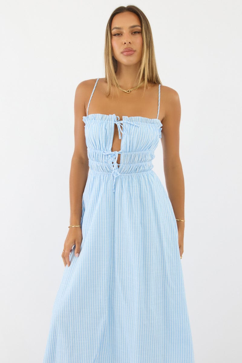ribbon stripe midi dress Hunter Cloud Ribbon Stripe Midi Dress