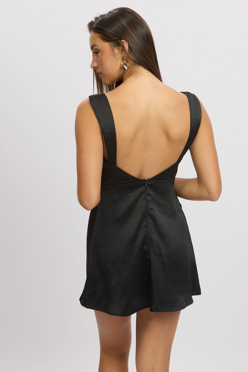Black Mini Dress Cowl Neck Satin | Ally Fashion Black Mini Dress Cowl Neck Satin | Ally Fashion