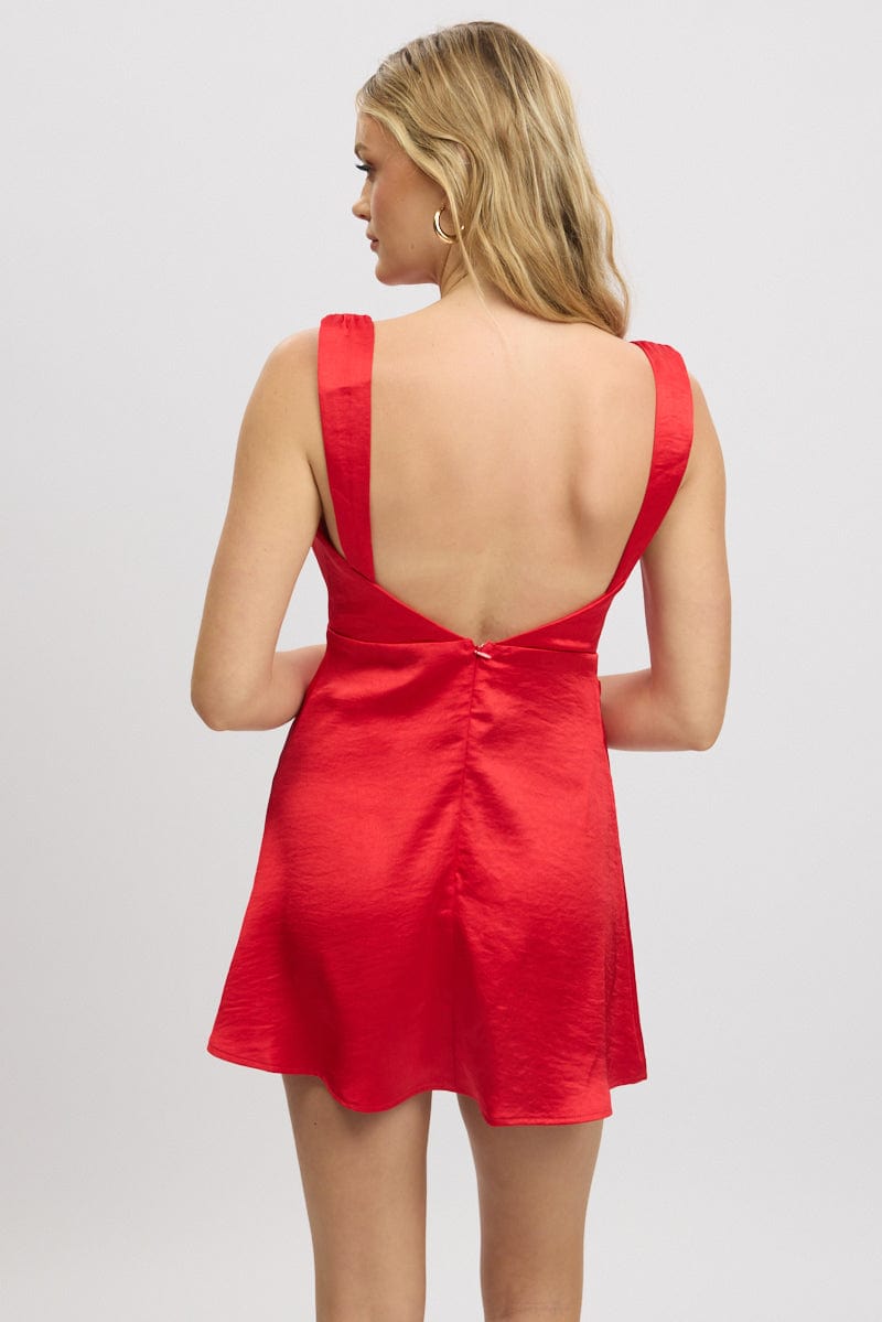 Red Mini Dress Cowl Neck Satin | Ally Fashion Red Mini Dress Cowl Neck Satin | Ally Fashion