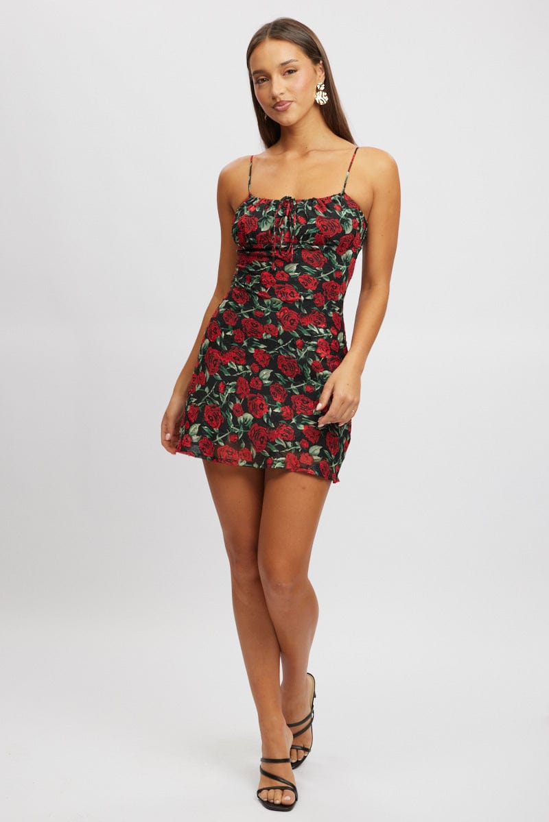 Red Floral Mini Dress Bias | Ally Fashion Red Floral Mini Dress Bias | Ally Fashion