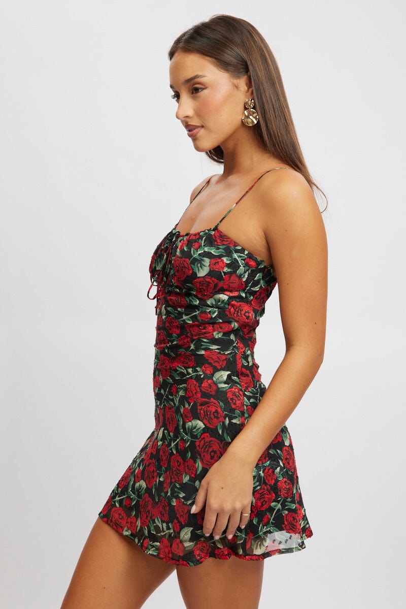 red floral mini dress Red Floral Mini Dress Bias
