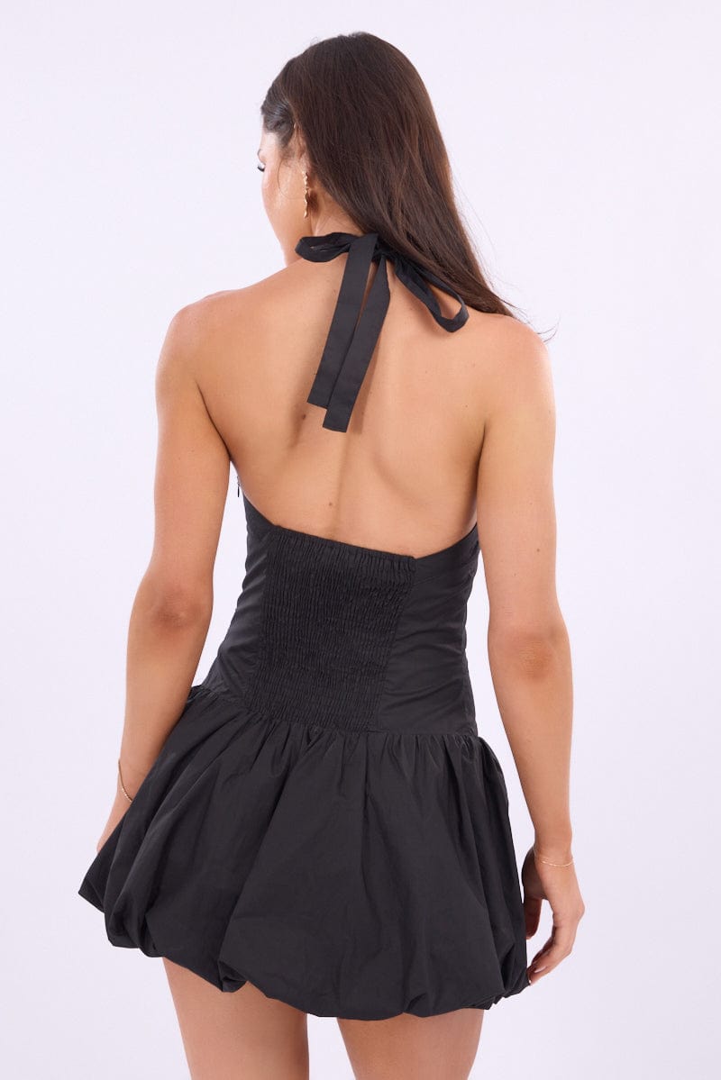 Black Halter Neck Bubble Dress | Ally Fashion Black Halter Neck Bubble Dress | Ally Fashion