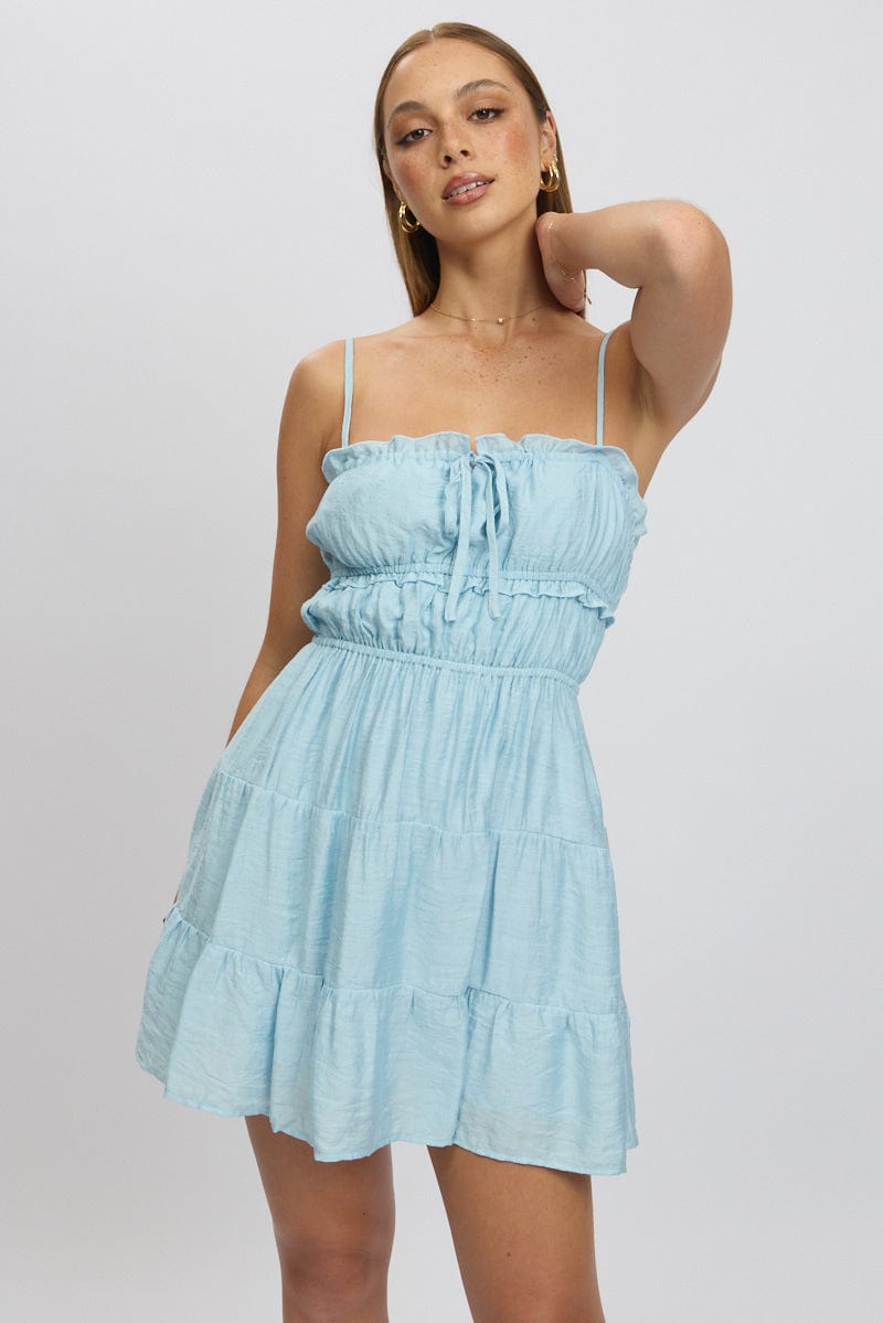 Blue Fit And Flare Dress Cut Out | Ally Fashion Blue Fit And Flare Dress Cut Out | Ally Fashion