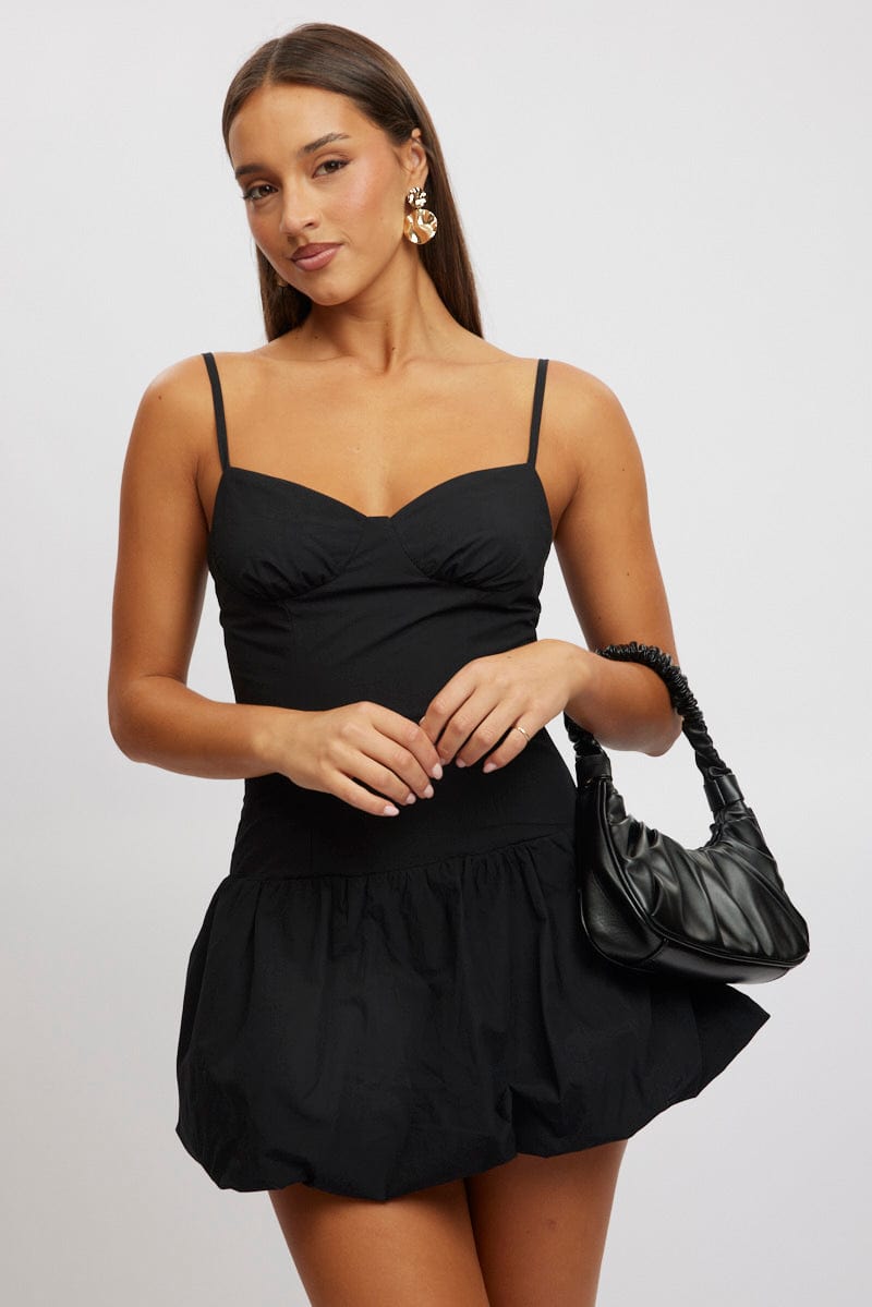Black Bubble Dress Mini Strappy from Ally Fashion