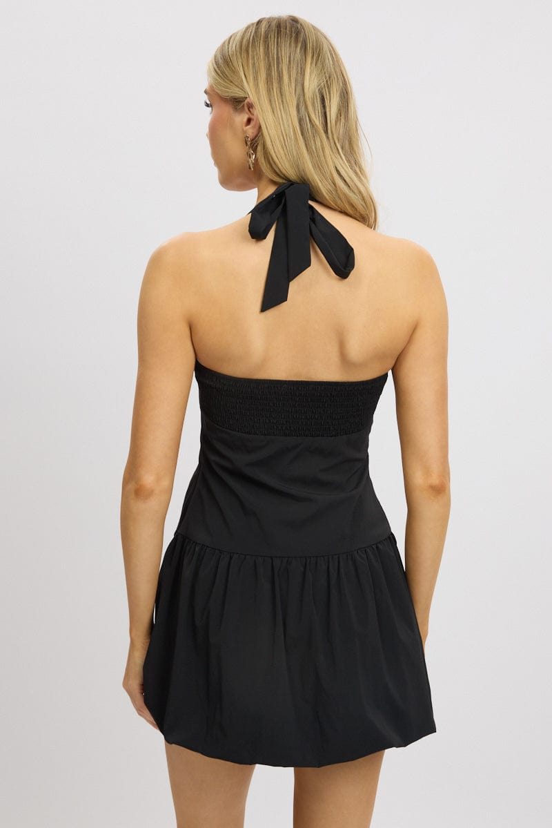 Black Bubble Dress Mini Halter Neck | Ally Fashion Black Bubble Dress Mini Halter Neck | Ally Fashion