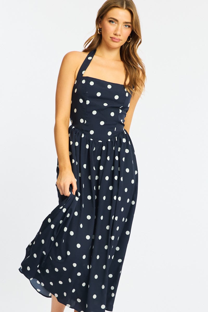 chinese dress ladies Jana Polka Dot Ruffle Maxi Dress