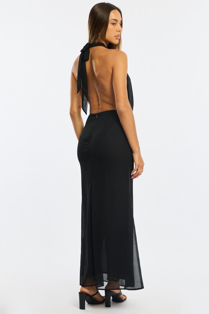 Black Cowl Neck Maxi Dress Chiffon | Ally Fashion Black Cowl Neck Maxi Dress Chiffon | Ally Fashion