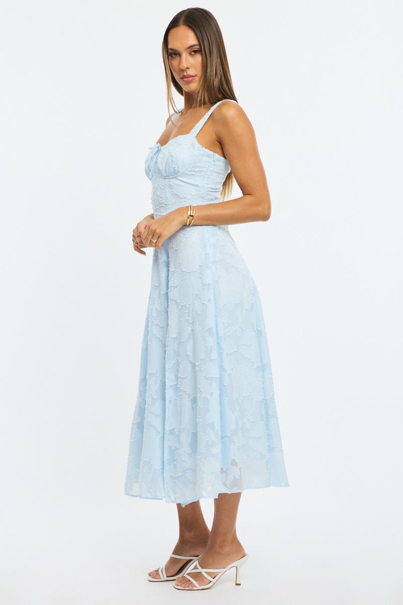 Blue Midi Dress Burn Out for Ally Fashion