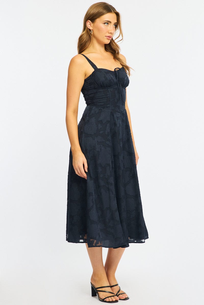 Blue Midi Dress Burn Out for Ally Fashion