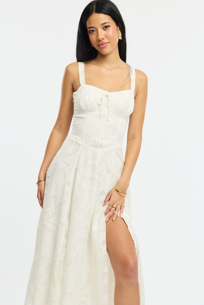 White Midi Dress Burn Out for Ally Fashion