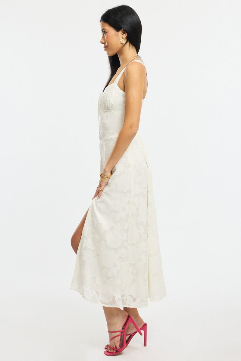 White Midi Dress Burn Out for Ally Fashion