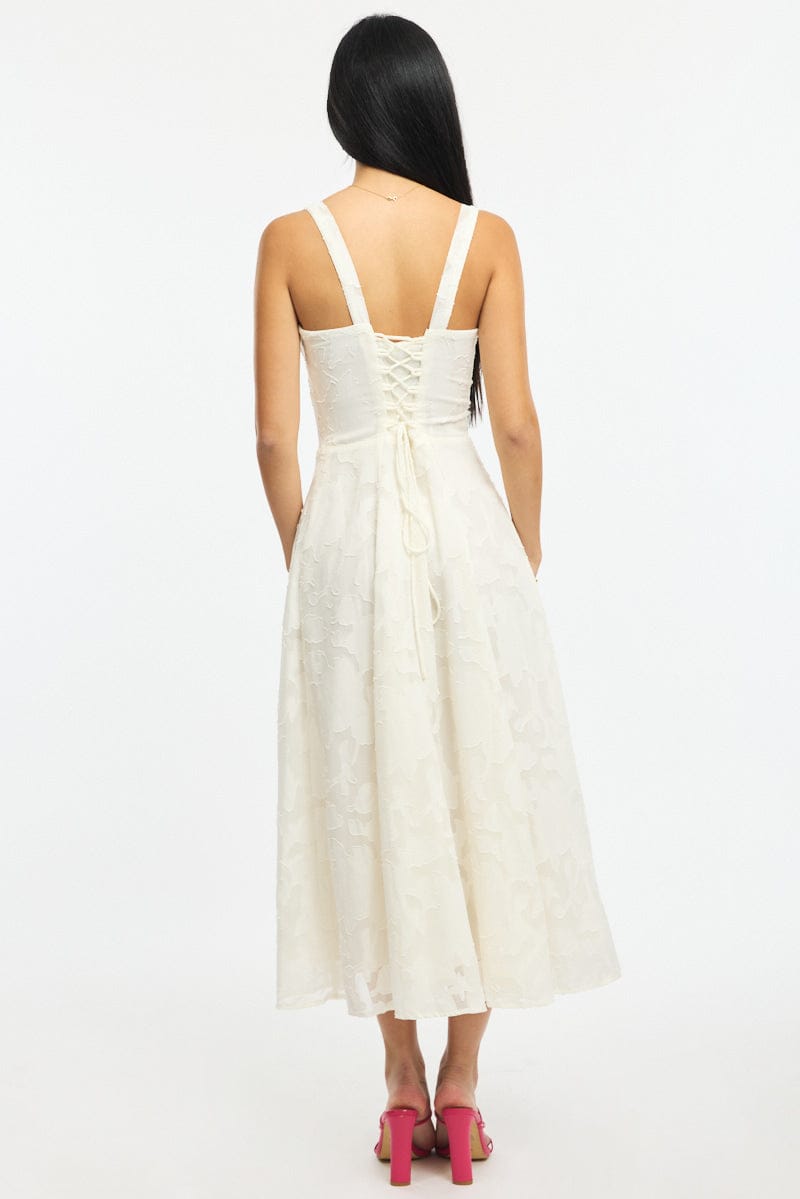 White Midi Dress Burn Out for Ally Fashion