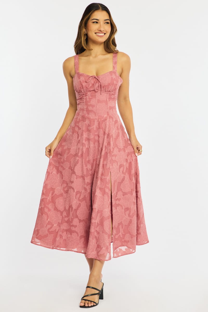 Purple Midi Dress Burn Out for Ally Fashion
