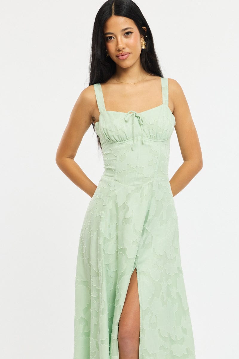 Green Midi Dress Burn Out for Ally Fashion