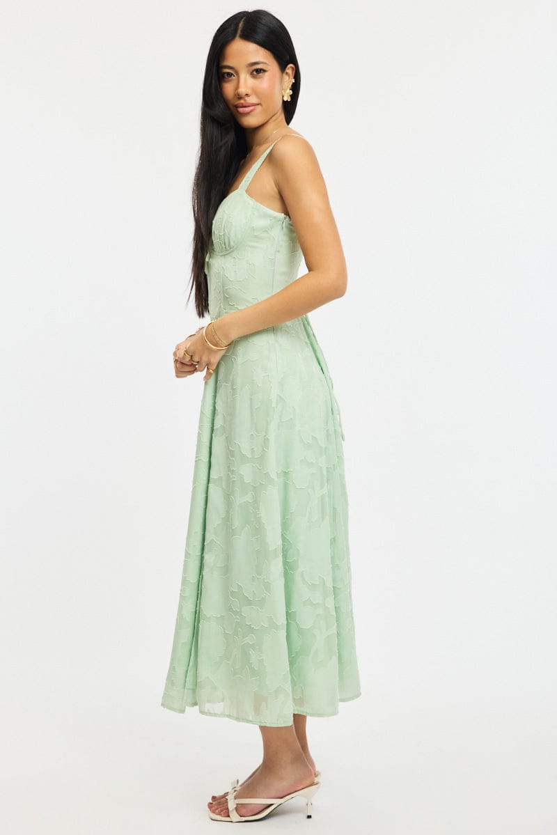 Green Midi Dress Burn Out for Ally Fashion