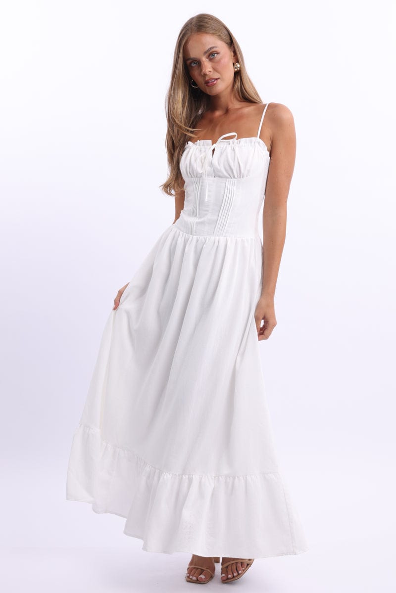 White Maxi Dress Corset Detailed | Ally Fashion White Maxi Dress Corset Detailed | Ally Fashion