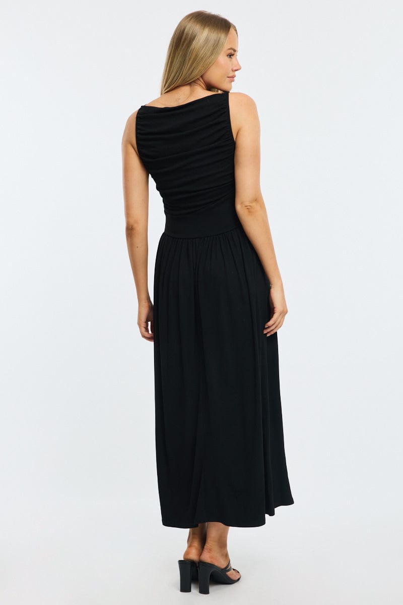 Black Maxi Dress Boat Neck