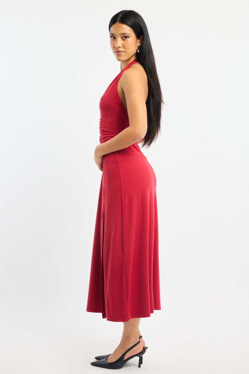 Red Halter Neck Midi Dress Bodycon Dress Long Red Halter Neck Dress Halter Dress Red Backless Red Halter Neck Midi Dress Bodycon Dress Long Red Halter Neck Dress Halter Dress Red Backless