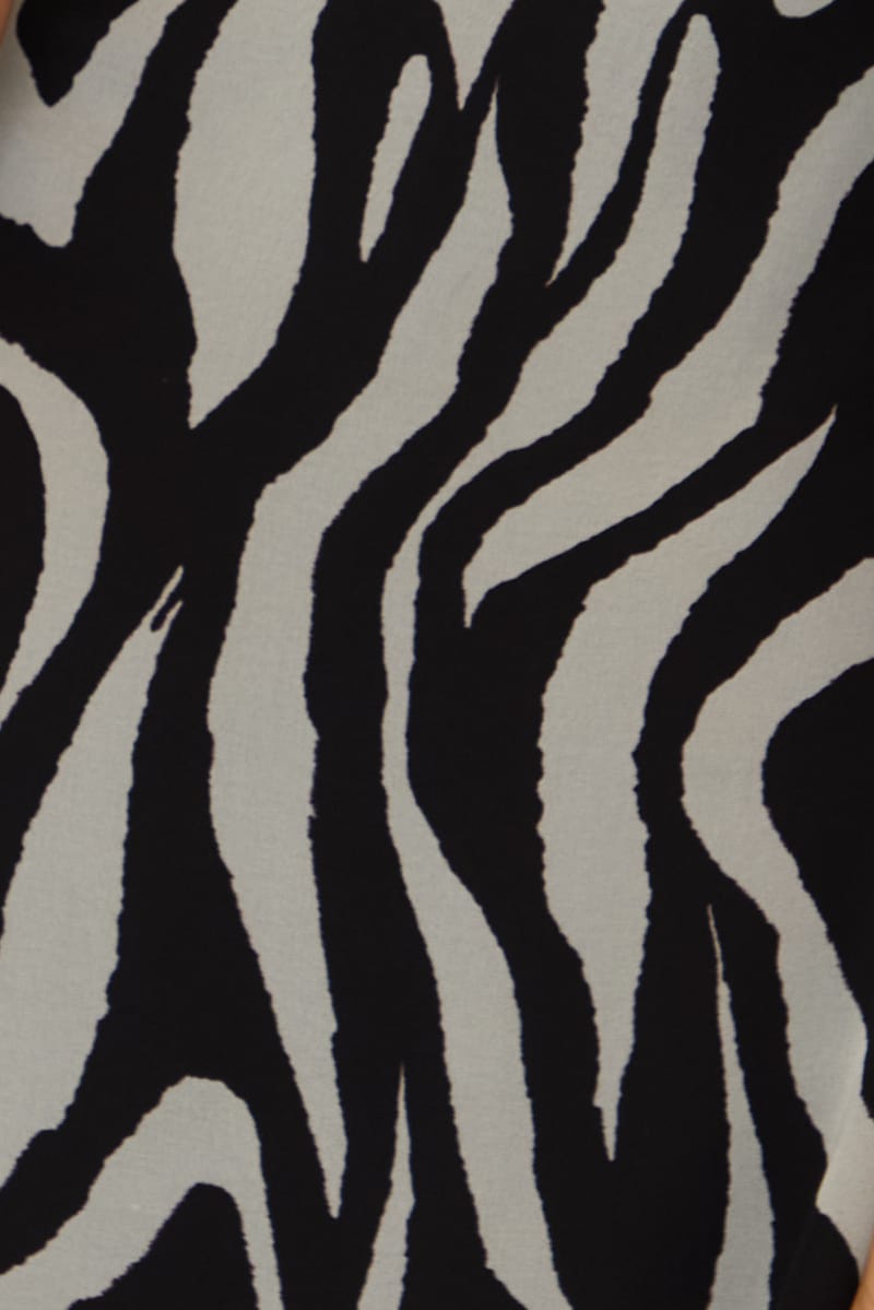 Black Animal Print Mini Dress Cowl Neck for Ally Fashion