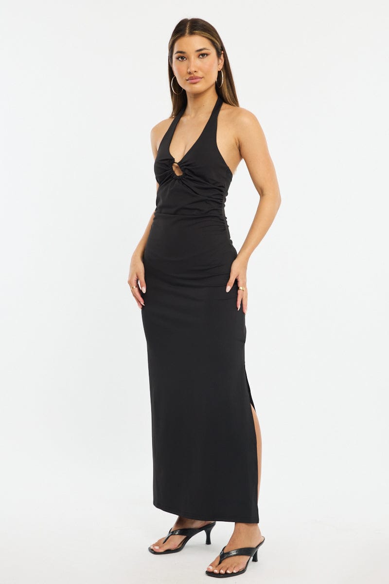 Black Maxi Dress Halter Neck | Ally Fashion Black Maxi Dress Halter Neck | Ally Fashion