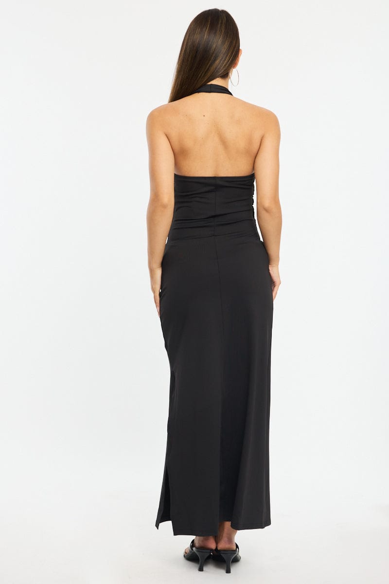 Black Maxi Dress Halter Neck | Ally Fashion Black Maxi Dress Halter Neck | Ally Fashion