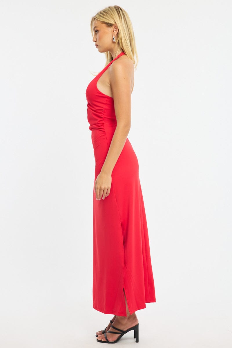 Red Maxi Dress Halter Neck | Ally Fashion Red Maxi Dress Halter Neck | Ally Fashion