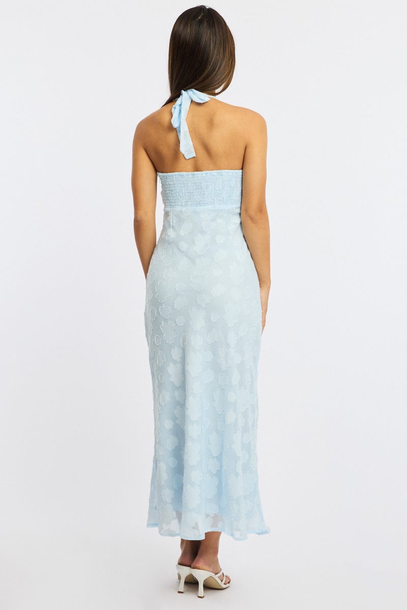 Blue Halter Neck Midi Dress for Ally Fashion