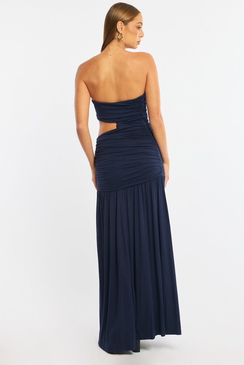 Blue Maxi Dress Cut Out for Ally Fashion