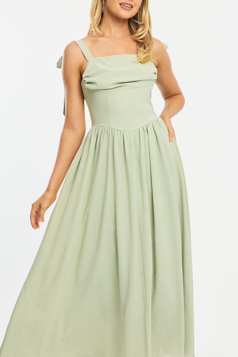 ally fashion green dress Green Floral Maxi Dress