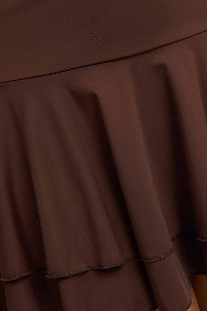 Brown Mini Dress Off Shoulder for Ally Fashion