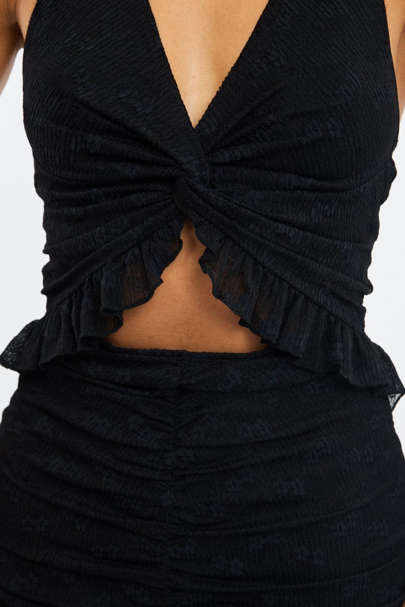 Black Halter Neck Dress Cut Out for Ally Fashion