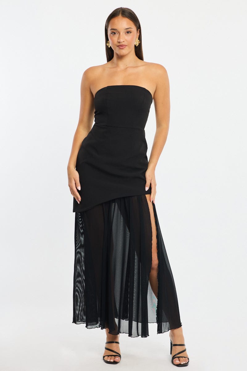 Black Maxi Dress Strapless for Ally Fashion