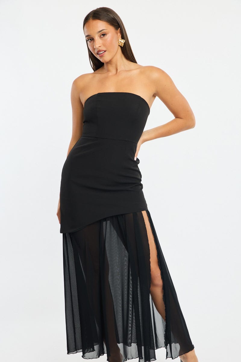 Black Maxi Dress Strapless for Ally Fashion