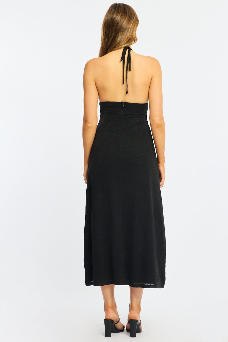 Black Maxi Dress Halter Neck for Ally Fashion