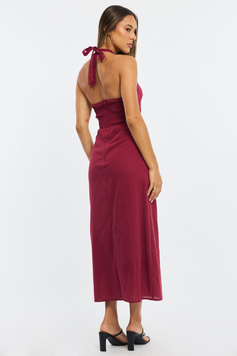 Red Halter Maxi Dress | Ally Fashion Red Halter Maxi Dress | Ally Fashion