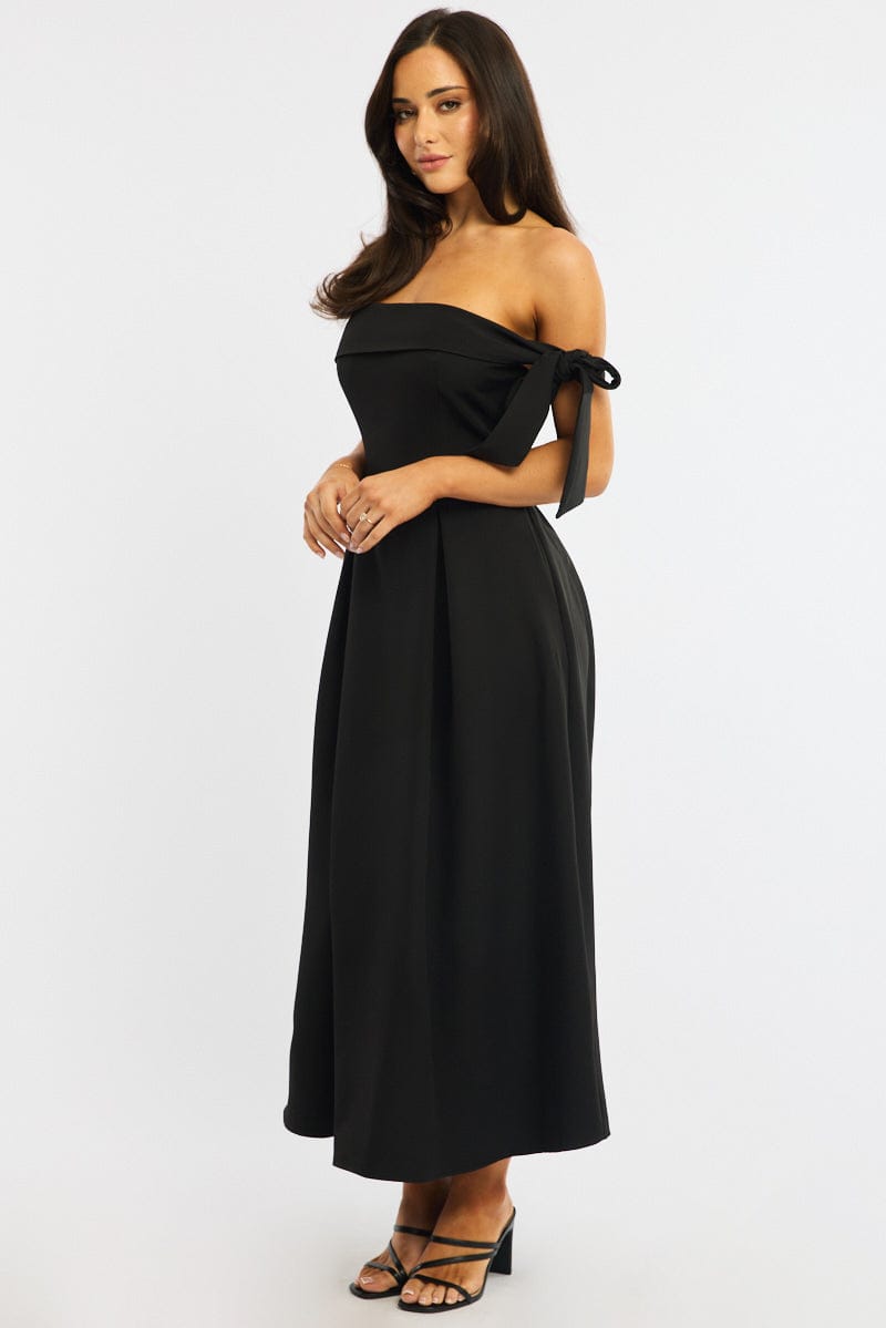 Black Off Shoulder Midi Dress | Ally Fashion Black Off Shoulder Midi Dress | Ally Fashion