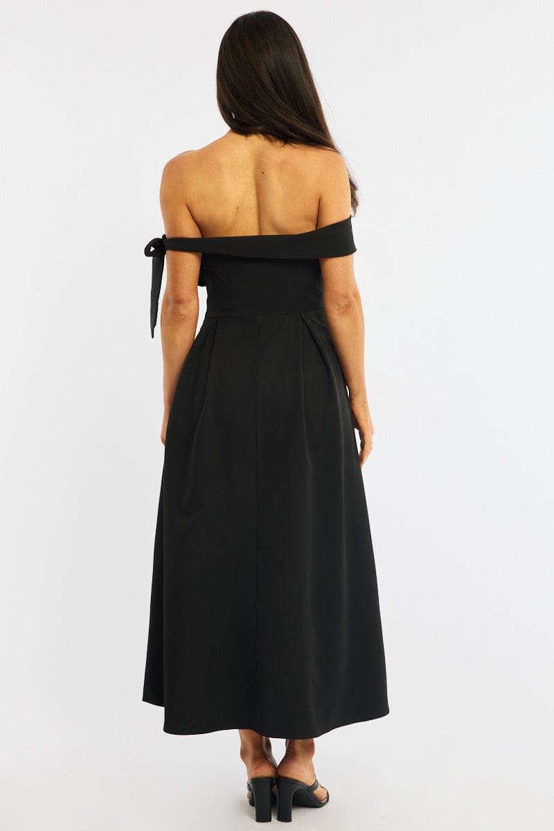 Black Off Shoulder Midi Dress for Ally Fashion