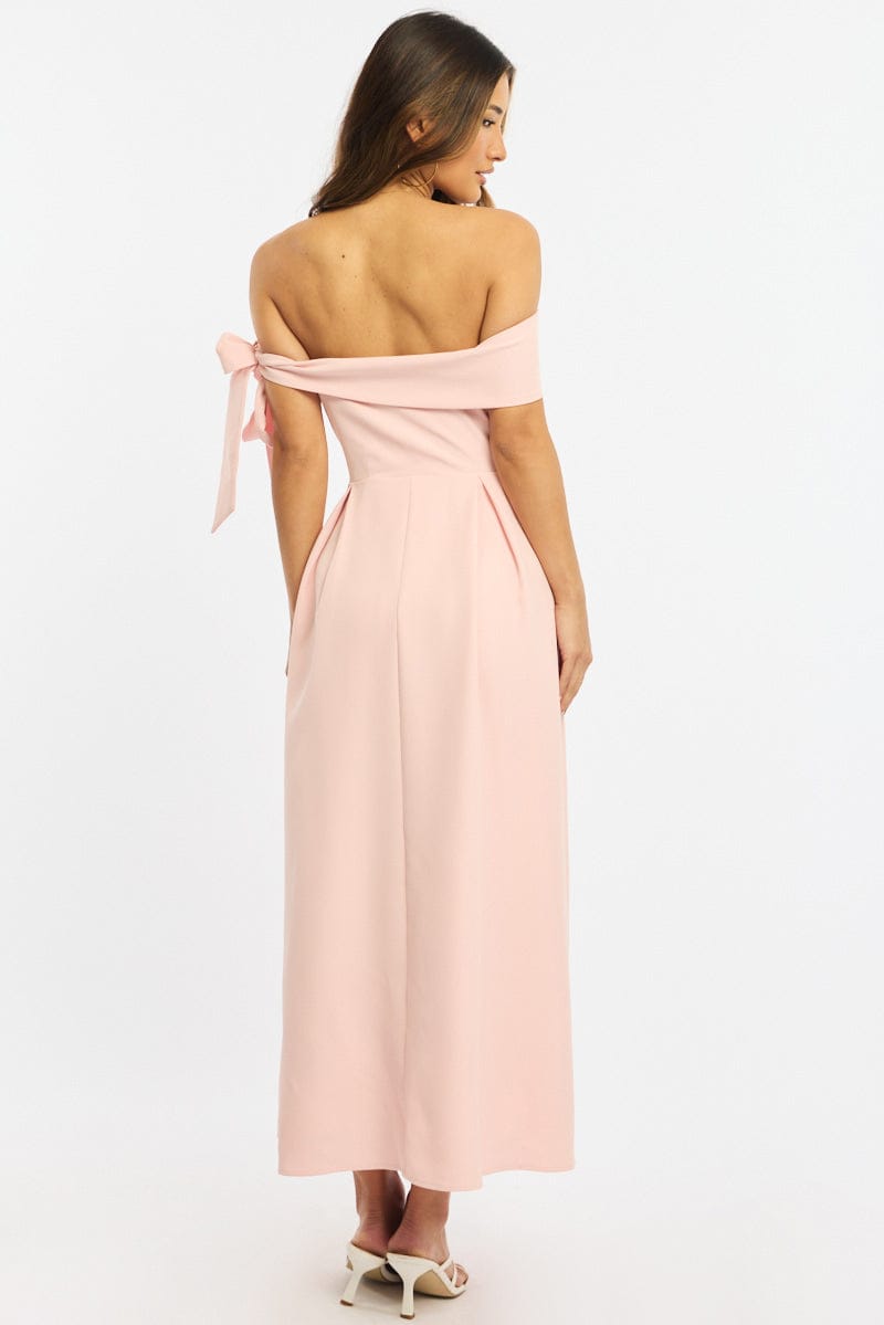 Pink Off Shoulder Midi Dress for Ally Fashion