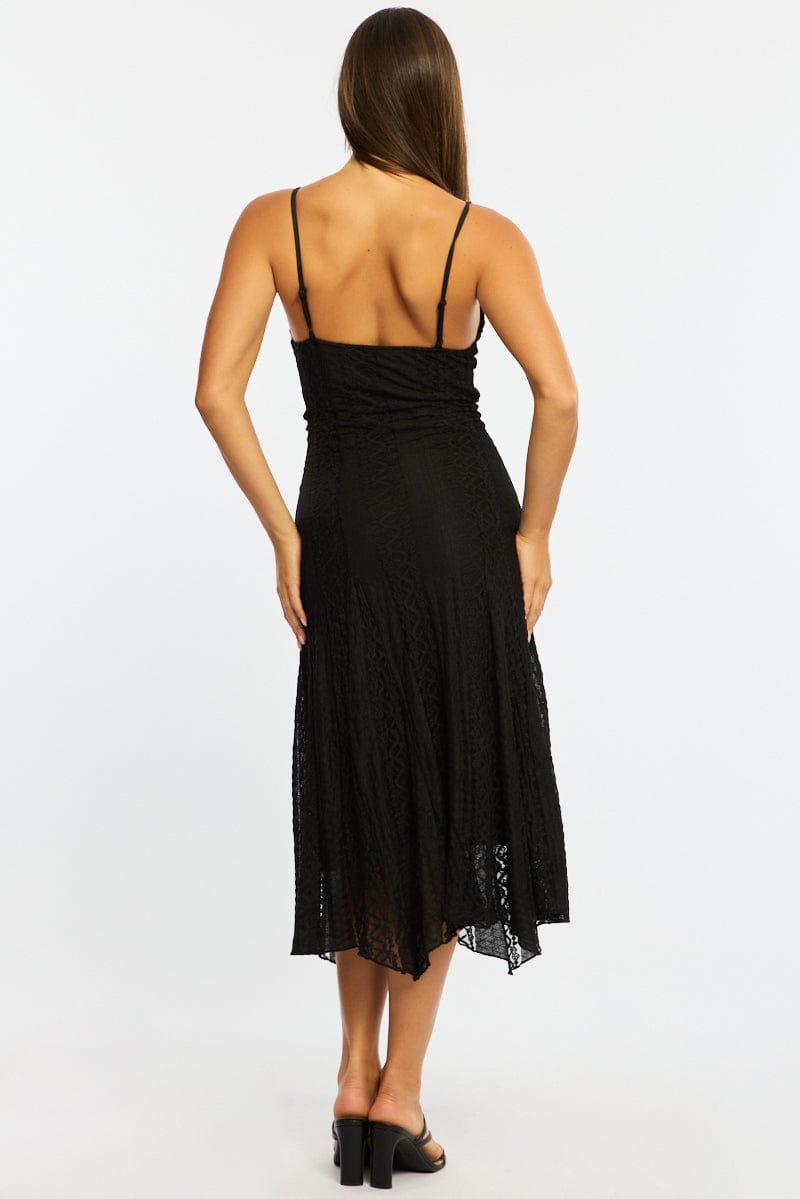 Black Midi Dress Lace for Ally Fashion