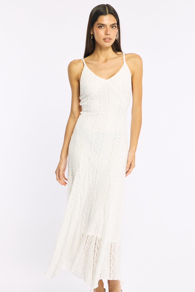 White Midi Dress Lace for Ally Fashion