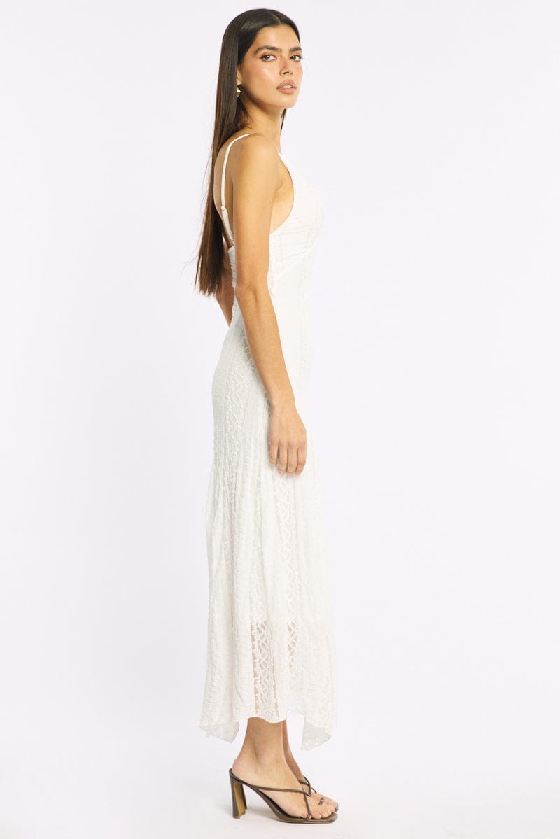 White Midi Dress Lace for Ally Fashion