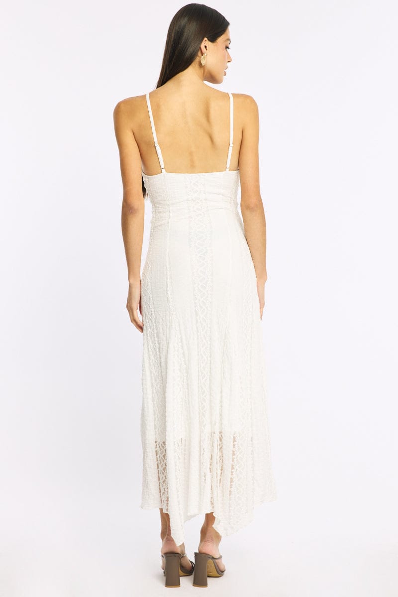 White Midi Dress Lace for Ally Fashion